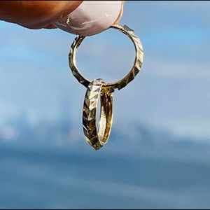 14k Yellow Gold Faceted Huggies